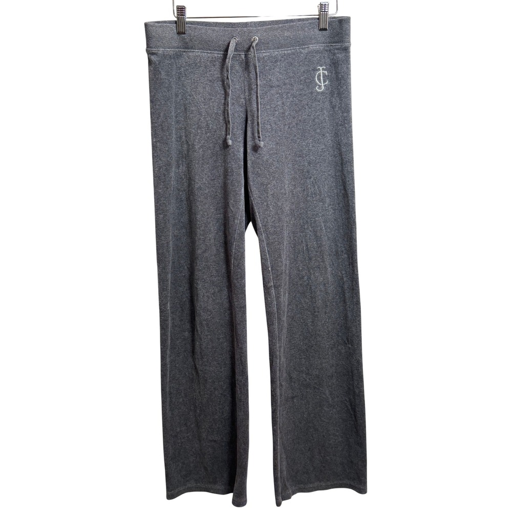 Juicy Couture Y2K Inspired Womens S Gray Velour Track Pants Wide Leg Drawstring